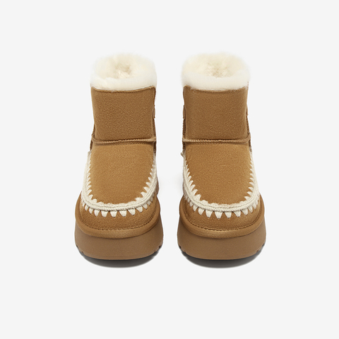 百思图2025冬季新款雪地靴时尚户外休闲运动女短靴L5928DD5