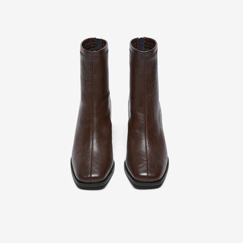 百思图2025冬季新款商场同款时装靴时尚通勤粗跟女短靴F5217DD5