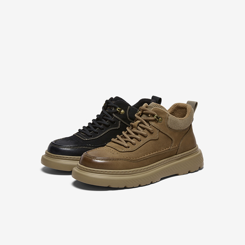 百思图2025冬季新款商场同款板鞋户外运动加绒男休闲鞋W9061DD5