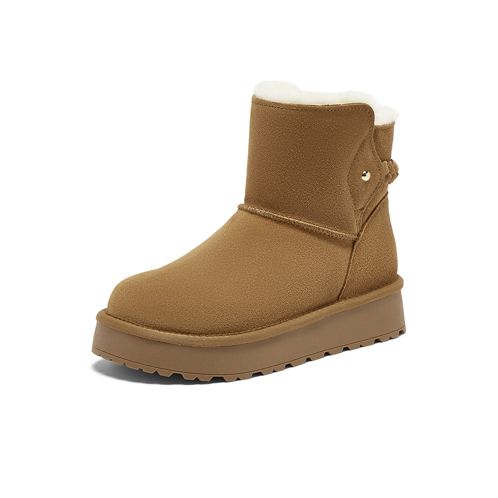 百思图2025冬季新款雪地靴时尚简约户外休闲女短靴DC725DD5
