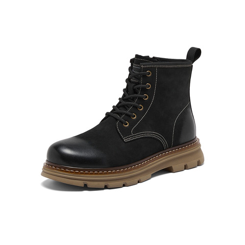 百思图2025冬季新款商场同款马丁靴复古工装男短靴WF518DD5