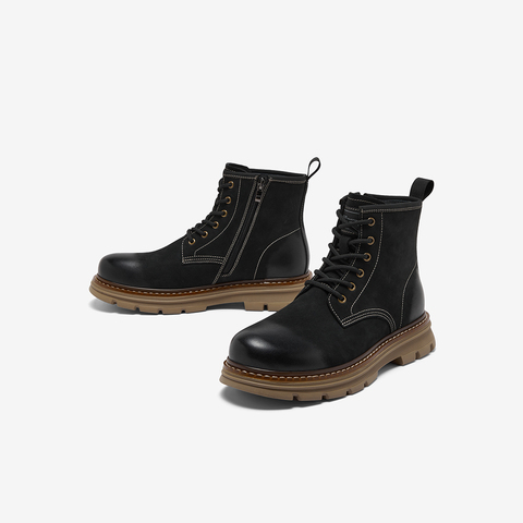 百思图2025冬季新款商场同款马丁靴复古工装男短靴WF518DD5