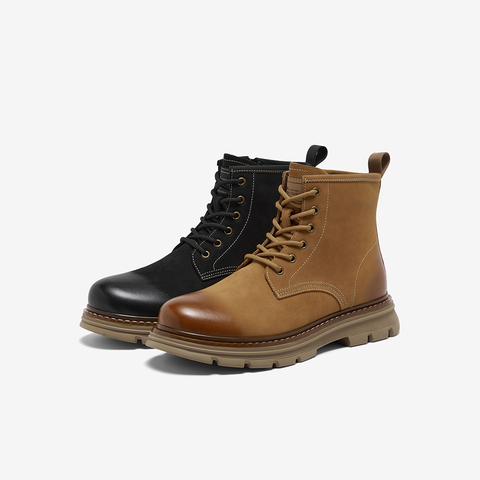 百思图2025冬季新款商场同款马丁靴复古工装男短靴WF518DD5