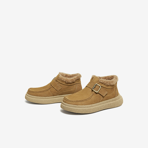 百思图2025冬季新款商场同款雪地靴时尚休闲加绒男短靴W2672DD5