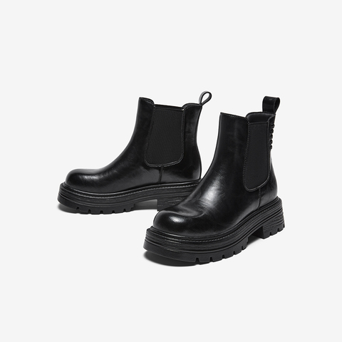 百思图2025冬季新款切尔西靴简约时尚通勤女短靴W0720DD5