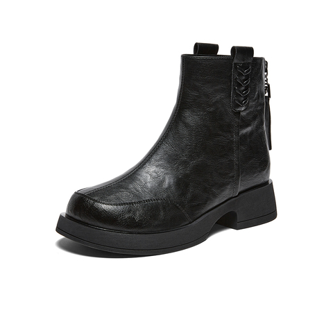 百思图2025冬季新款商场同款休闲靴简约通勤女短靴F6111DD5