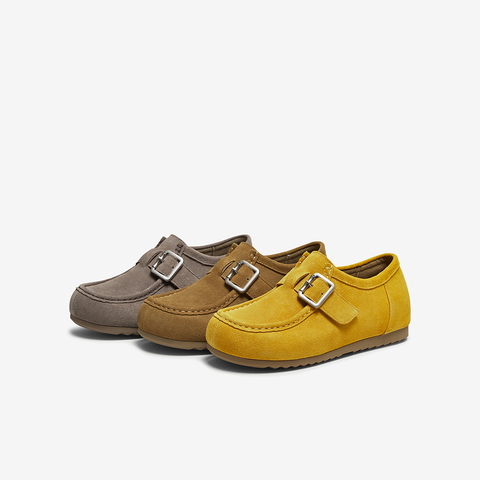 百思图2025秋季新款袋鼠鞋时尚户外休闲深口女单鞋UWK01CM5