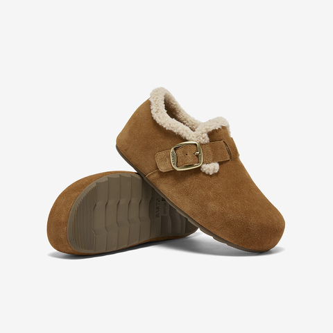 百思图2025冬季新款勃肯鞋时尚潮流复古加绒保暖女单鞋B3047DM5