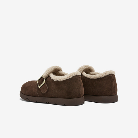 百思图2025冬季新款商场同款勃肯鞋时尚休闲加绒女单鞋D3565DM5