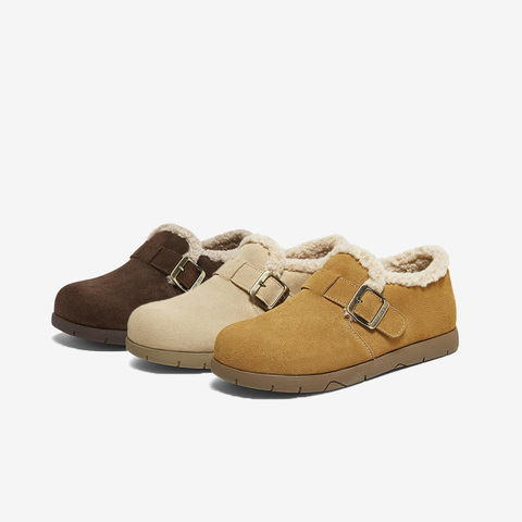 百思图2025冬季新款商场同款勃肯鞋时尚休闲加绒女单鞋D3565DM5