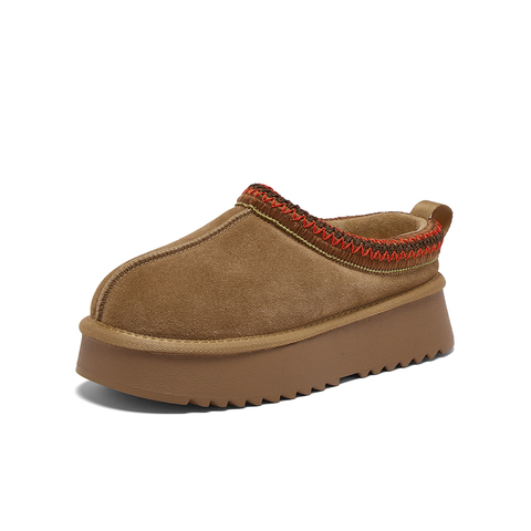 百思图2025冬季新款毛毛鞋时尚户外休闲加绒厚底女拖鞋DK807DM5