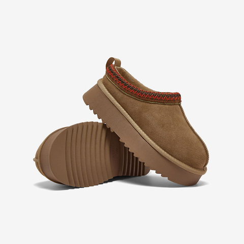 百思图2025冬季新款毛毛鞋时尚户外休闲加绒厚底女拖鞋DK807DM5