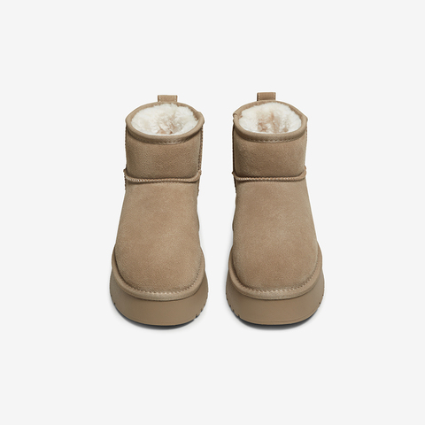 百思图2025冬季新款雪地靴时尚简约户外休闲女短靴)N8116DD5