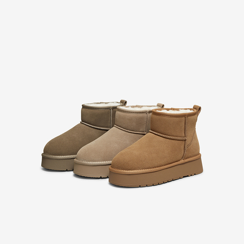 百思图2025冬季新款雪地靴时尚简约户外休闲女短靴)N8116DD5