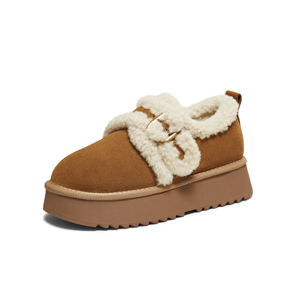 百思图2025冬季新款毛毛鞋棉鞋时尚户外加绒女休闲鞋DK990DM5