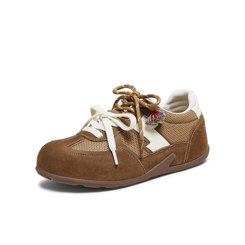 百思图2025秋季新款德训鞋时尚复古户外运动女休闲鞋A2565CM5