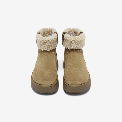 百思图2025冬季新款雪地靴简约户外休闲保暖女短靴F1071DD5