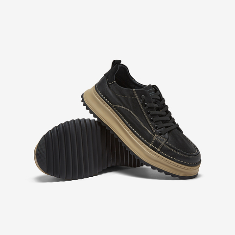 百思图2025秋季新款板鞋时尚潮流街头运动厚底男休闲鞋L3390CM5