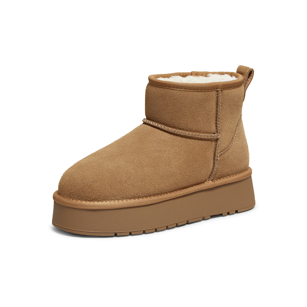 百思图2025冬季新款雪地靴时尚简约户外休闲女短靴)N8116DD5