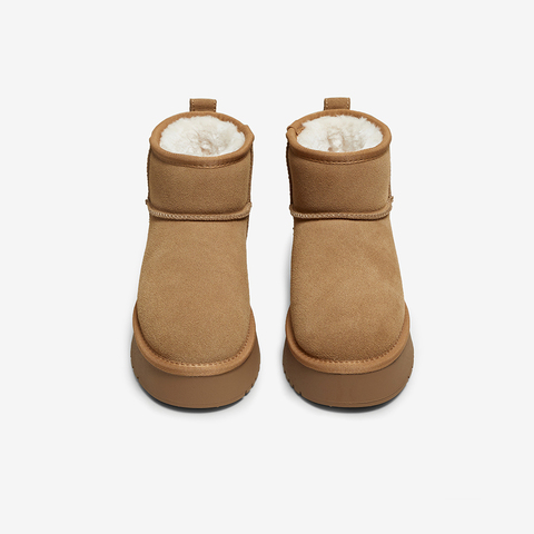 百思图2025冬季新款雪地靴时尚简约户外休闲女短靴)N8116DD5