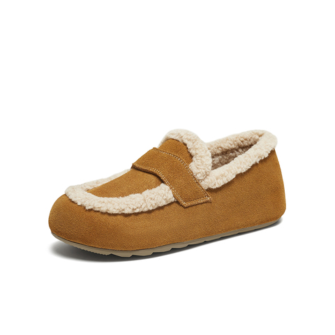 百思图2025冬季新款勃肯鞋时尚复古休闲加绒保暖女单鞋D3505DM5