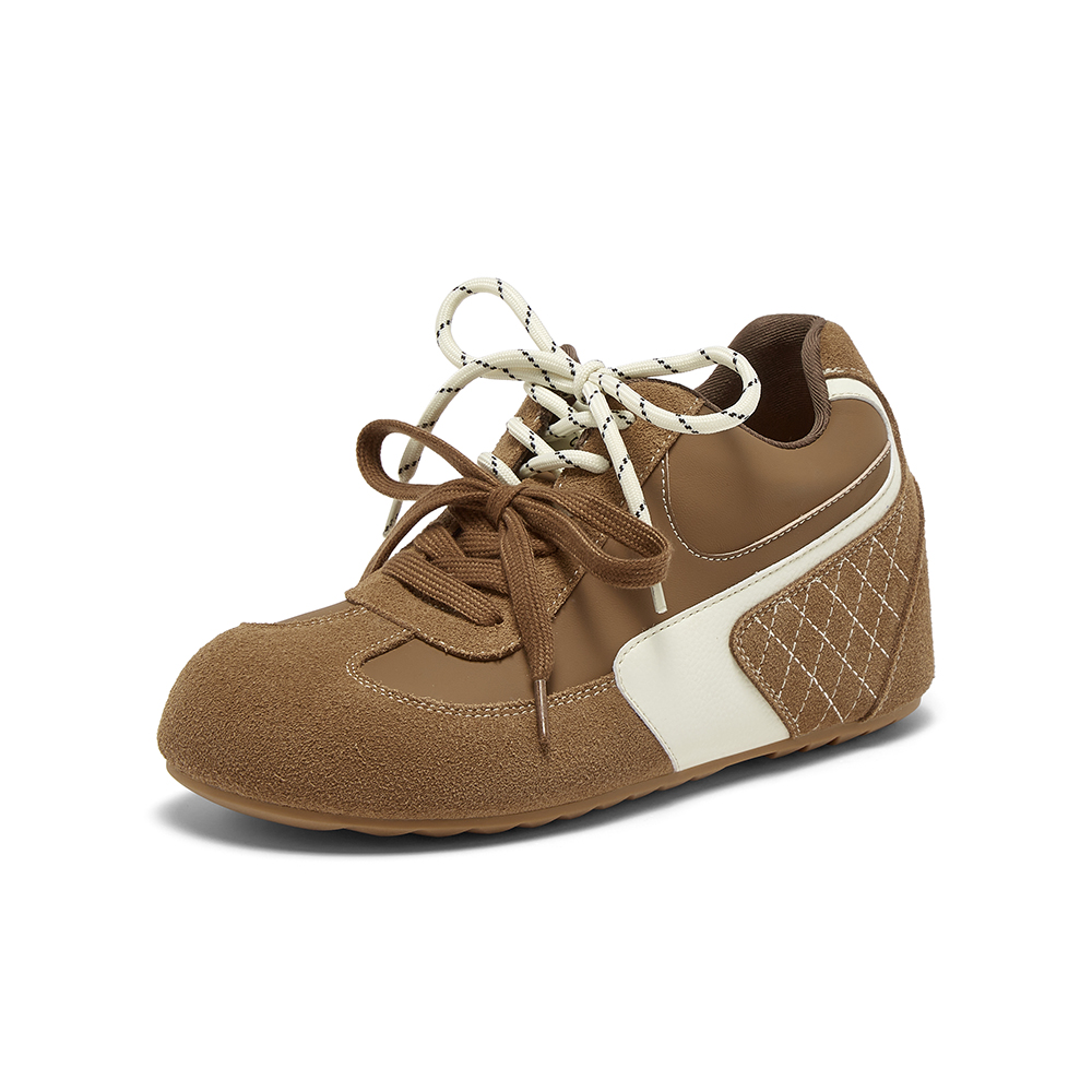 百思图2025秋季新款德训鞋时尚复古户外女休闲运动鞋A6650CM5