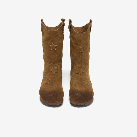 百思图2025冬季新款商场同款西部靴时尚户外简约女中靴W0731DZ5