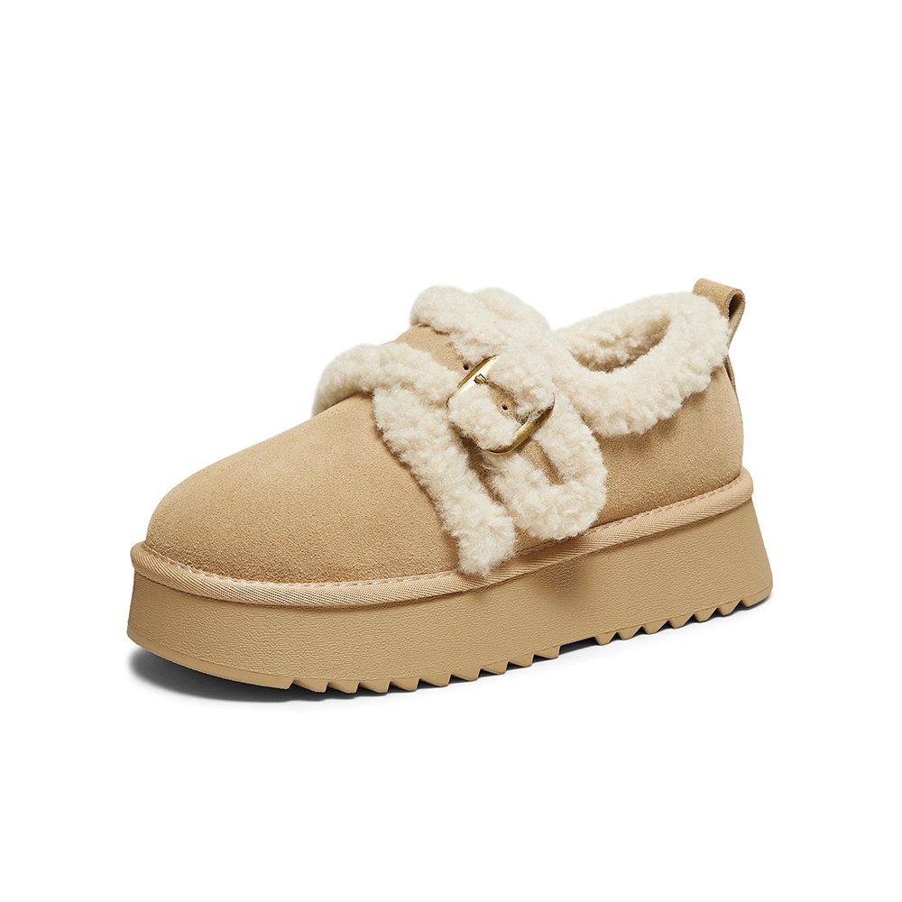 百思图2025冬季新款毛毛鞋棉鞋时尚户外加绒女休闲鞋DK990DM5