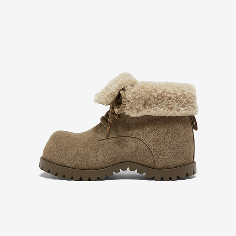 百思图2025冬季新款商场同款雪地靴时髦工装户外女短靴F1151DD5