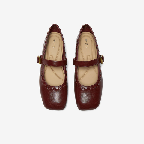 百思图2025秋季新款玛丽珍鞋时尚简约复古方头浅口女单鞋F0111CQ5