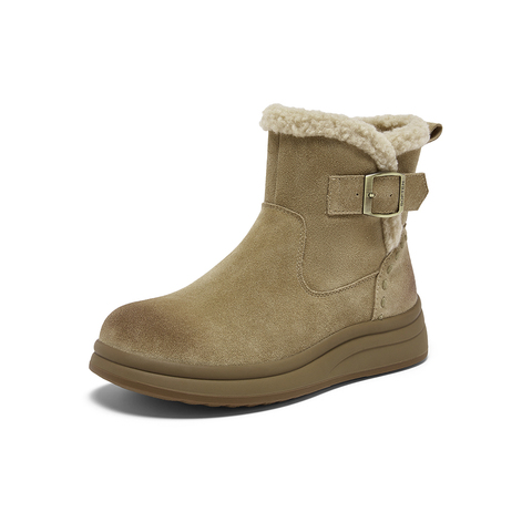 百思图2025冬季新款商场同款雪地靴时尚休闲户外女短靴BV318DD5