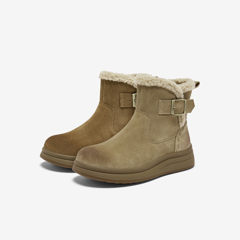 百思图2025冬季新款商场同款雪地靴时尚休闲户外女短靴BV318DD5