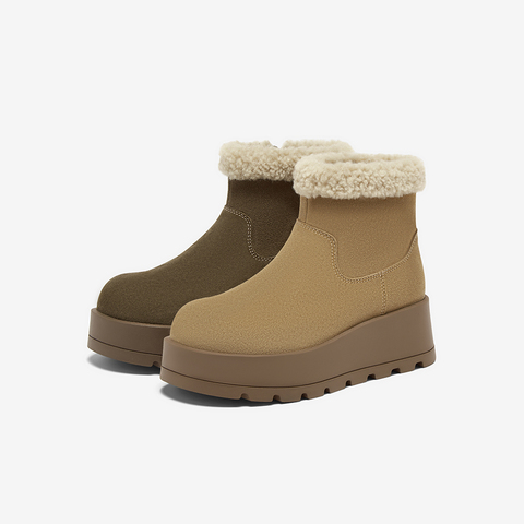 百思图2025冬季新款商场同款雪地靴时尚简约户外女短靴F5102DD5