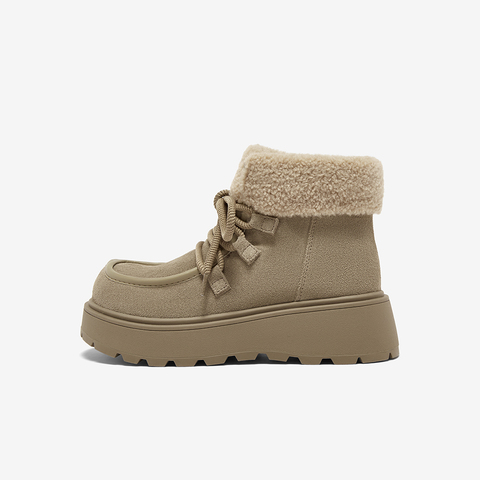 百思图2025冬季新款商场同款雪地靴时尚休闲女短靴L1828DD5