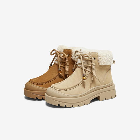 百思图2025冬季新款休闲靴时尚户外休闲运动女短靴DK819DD5