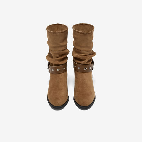 百思图2025冬季新款商场同款西部靴时尚复古潮流女长靴F5312DS5