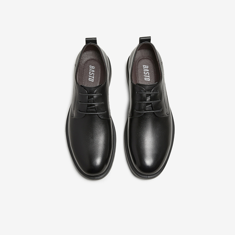 百思图2025春季新款时尚简约商务通勤平跟圆头男休闲皮鞋30257AM5