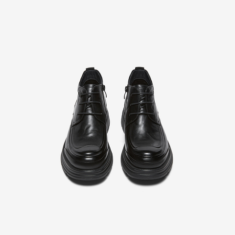 百思图2025冬季新款商场同款时尚粗跟商务男休闲皮鞋60305DD5