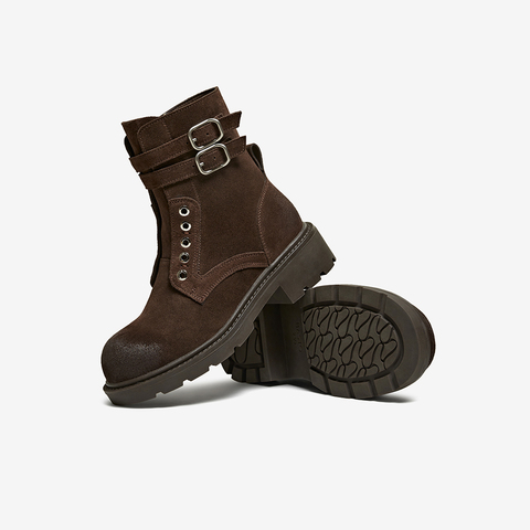 百思图2025冬季新款商场同款马丁靴时尚潮流运动女短靴W3021DD5