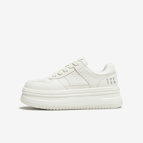 百思图2025秋季新款时尚户外街头运动小白鞋厚底女休闲鞋D3116CM5