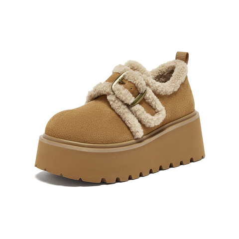 百思图2025冬季新款毛毛鞋棉鞋时尚户外运动女休闲鞋L1928DM5