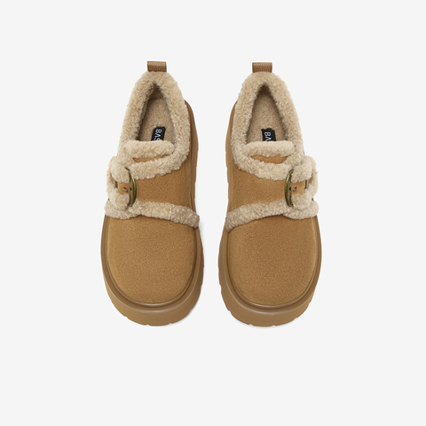 百思图2025冬季新款毛毛鞋棉鞋时尚户外运动女休闲鞋L1928DM5