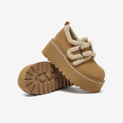 百思图2025冬季新款毛毛鞋棉鞋时尚户外运动女休闲鞋L1928DM5