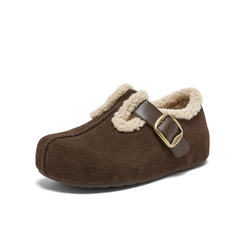 百思图2025冬季新款商场同款勃肯鞋复古加绒休闲女单鞋B9526DM5