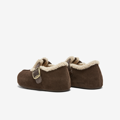 百思图2025冬季新款商场同款勃肯鞋复古加绒休闲女单鞋B9526DM5