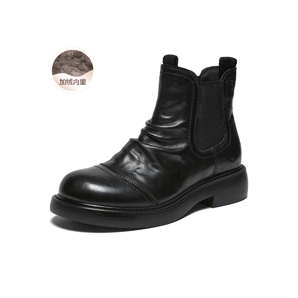 百思图2025冬季新款商场同款切尔西靴简约时尚女短靴CV262DD5