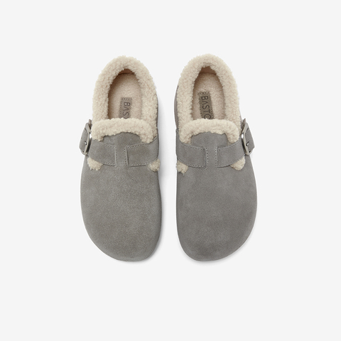 百思图2025冬季新款勃肯鞋时尚潮流复古加绒保暖女单鞋B3047DM5