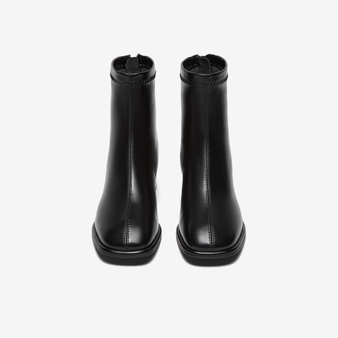 百思图2025冬季新款时装靴时尚简约通勤粗跟女短靴CM108DD5