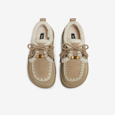 百思图2025冬季新款商场同款毛毛鞋棉鞋时尚休闲女鞋)N8076DM5