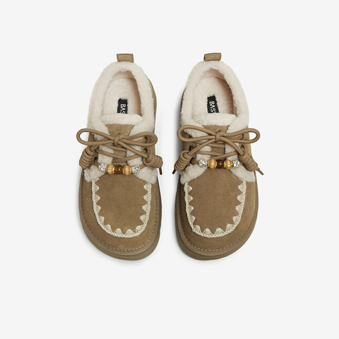 百思图2025冬季新款商场同款毛毛鞋棉鞋时尚休闲女鞋)N8076DM5